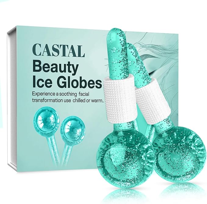 Ice Globes for Face 2Pcs – Enhancing Daily Beauty with Ice Globes for Facials, Skin Tightening & Anti-Aging – Perfect Facial Ice Globes for Puffiness & Wrinkles of Face, Neck & Eyes – Teal