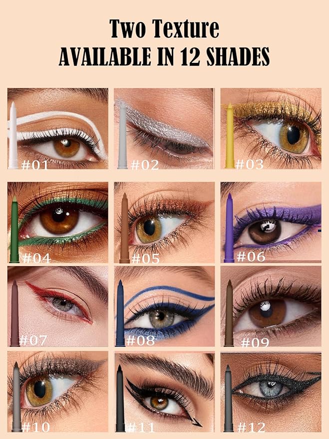 Bronze Gel Glitter Eyeliner Pencil, Metallic Waterproof Smudge-Proof Creamy Retractable Smooth Eye Liner pencil, Hypoallergenic Long Lasting Eyeliner Brightener Pen Crayon Eye Makeup Gift for Women#05