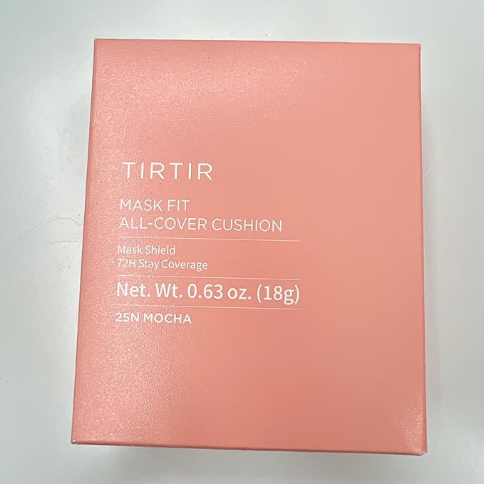 TIRTIR Mask Fit All Cover Pink Cushion Foundation | High coverage, Velvety Matte Finish, Lightweight, Flawless, Corrects Redness, Korean Cushion (#25N Mocha, Full Size, 0.63 Fl Oz)