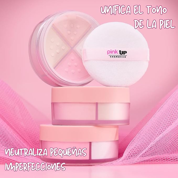 Pink Up | Corrective Loose Powder for Face | Mattifies and brightens without drying | Evens skin tone for all complexions | Baking Powder | Setting Powder | Cold | 8g | Model PKPT303