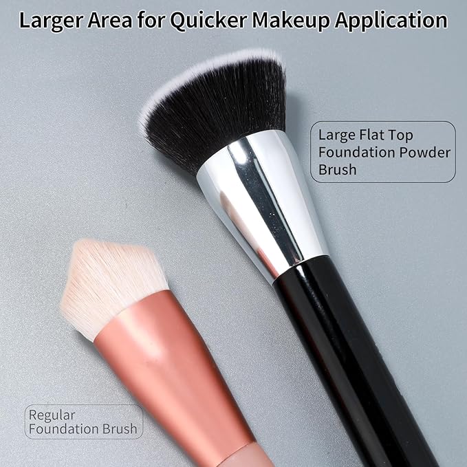 MSQ Foundation Brush for Liquid Makeup, Flat Top Kabuki Foundation Brush Premium Makeup Brushes for Liquid, Cream Blending Powder Brush, Black