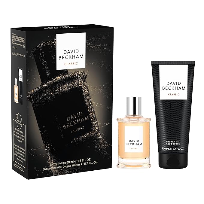 David Beckham Classic Eau de Toilette + Shower Gel Gift Set, Notes of Grapefruit, Cashmere Wood, and Musk, Men's Fragrance, Long Lasting, Everyday Fragrance