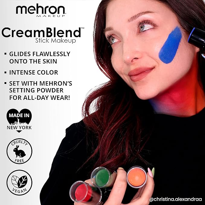 Mehron Makeup CreamBlend Stick | Face Paint, Body Paint, & Foundation Cream Makeup | Perfect for Halloween .75 oz (21 g) (Really Bright Red)