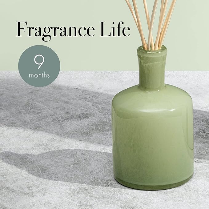 LAFCO New York Signature Reed Diffuser, Fresh Cut Gardenia - 15 oz - Up to 9 Months Fragrance Life - Reusable, Hand Blown Glass Vessel - Natural Wood Reeds - Made in The USA