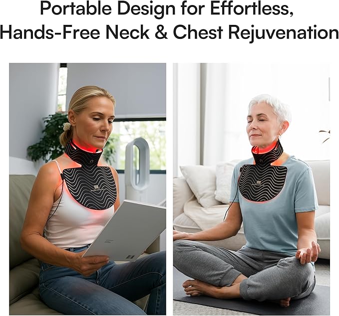 INIA Red Light Therapy Mask for Neck & Décolleté – 850nm NIR + 3 Light Modes for Anti-Aging, Firming & Radiant Glow – Red Light Skincare Device with 2600mAh Rechargeable Controller, 228 LED Chips