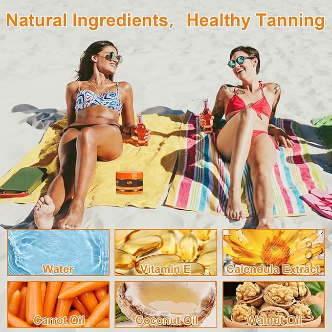 Intensive Tanning Gel SPF0 150 ml, Carrot Tanning Gel, Brown Tanning Gel, Natural Tanning Accelerator Cream Gel for Sunbeds & Outdoor Sun (SET B)