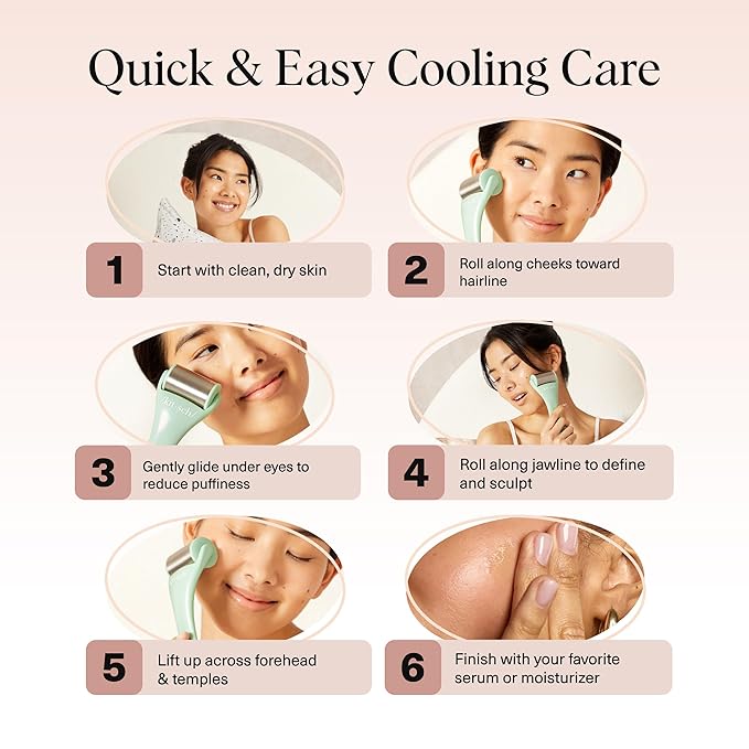 Kitsch Ice Roller for Face – Stainless Steel Face Ice Roller to Reduce Puffiness, Redness & Headaches – Cooling Facial Roller for Skin Care, Irritation Relief & Spa-Like Experience at Home - Mint