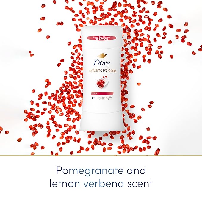 Dove Advanced Care Antiperspirant Deodorant Stick Revive to help skin barrier repair after shaving by boosting skin's ceramide levels 72 hour odor control and all-day sweat protection 2.6 oz