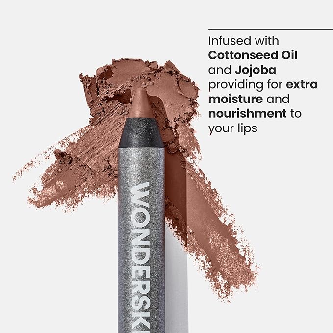 Wonderskin Lipliner Pencil - 360 Contour Lipliner, Long Lasting, Sharpenable Lip Pencil, Waterproof and Transfer-Proof Nude Lip Liner (Walnut)