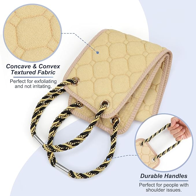 Exfoliating back scrubber with handles,