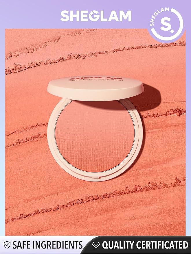 SHEGLAM Divine Flush Matte Blush Powder - Highly Pigmented, Non-Fading, Long Lasting, Lightweight, Natural Face Makeup - Tangerine