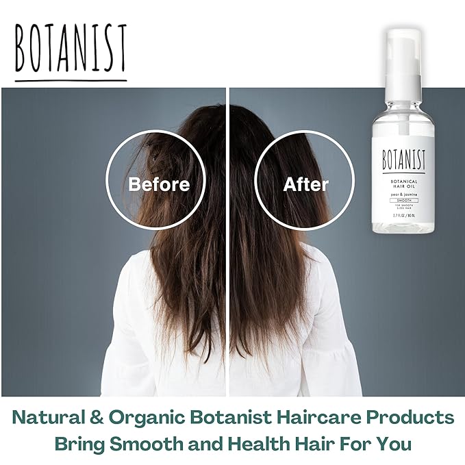 Botanist Natural Hair Oil for Frizzy Hair, Organic Hair Oil for Women, HAIR OIL Spray for Men with Jojoba Oil, Protein, Organics Extract & Squalane, Hair Scalp Oil from Japan 2.7 Fl Oz Pear & Jasmine