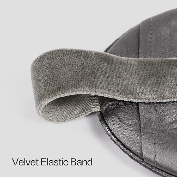 22mm Mulberry Silk Beauty Sleep Mask with Velvet Band & Travel Pouch, Light Blocking, Hair & Skin Friendly,Grey, Gift Packaging