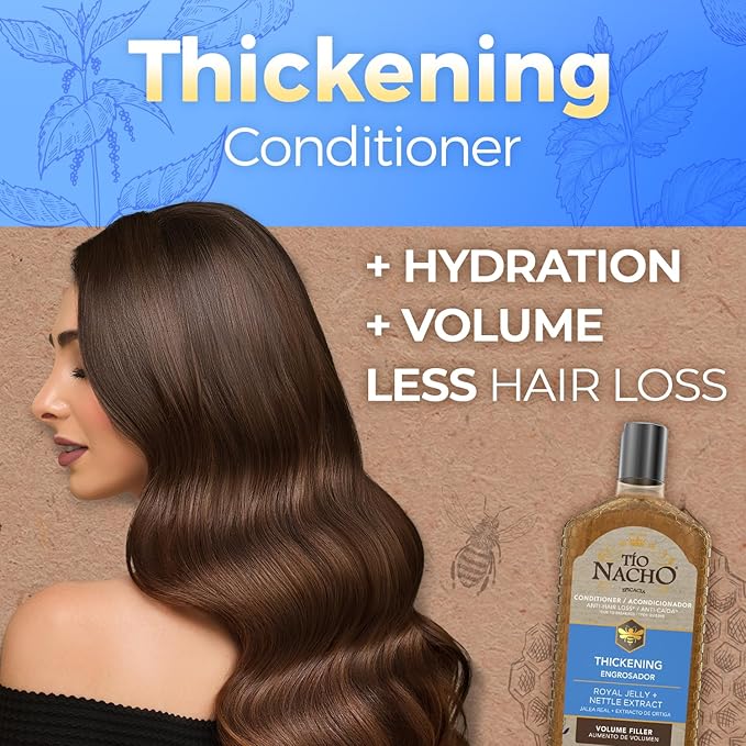 Tio Nacho Anti Hair Loss Thickening Volume Filler Conditioner with Royal Jelly & Rosemary, Volumizing and Body-Boosting Hair Care, 14 Fluid Ounces (Pack of 3)