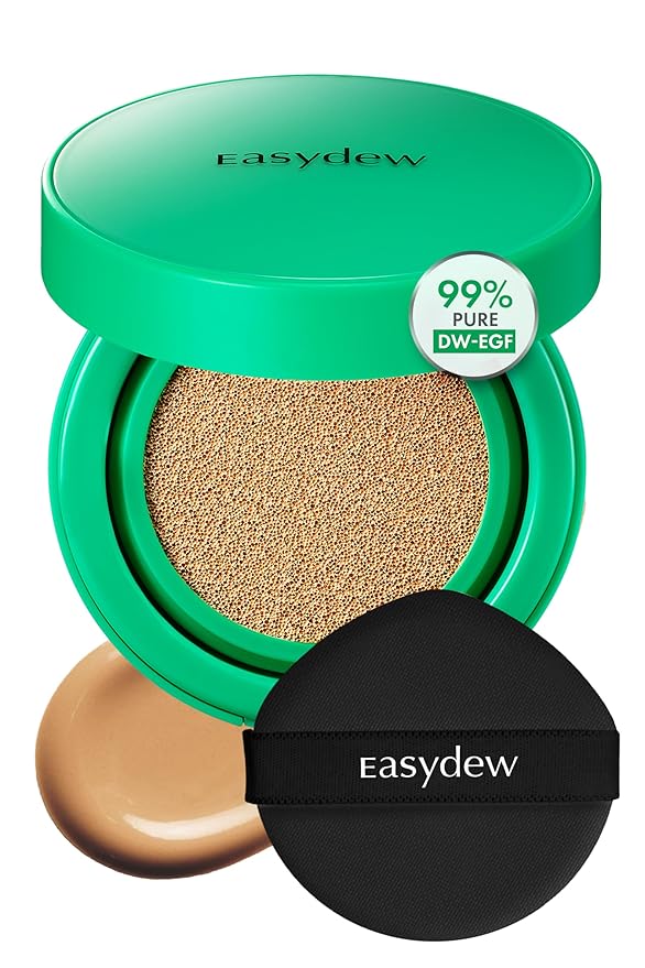 Easydew Mela B Toning Ampoule Cushion - 2-in-1 Korean Skin Care & Face Beauty Makeup - Age-Defying Full Coverage Cushion Foundation with Niacinamide & Hyaluron-Vital C 0.45 oz (#27 Golden)