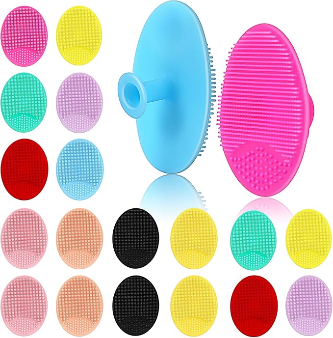 MCIGICM 20PCS Face Scrubber,Silicone Facial Cleansing Brush Face Exfoliator Pads Face Scrub Brush for Skin Facial Scrubber Facial Cleanser Brush