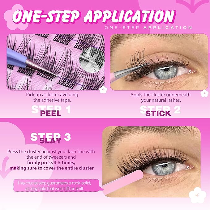 Self Adhesive Lash Clusters Natural Eyelash Clusters No Glue Needed Self Adhesive Eyelashes Invisible Band Press On Lashes 10-16mm Wispy Cluster Eyelash Extensions Pre Glued with Tweezers by ALPHONSE
