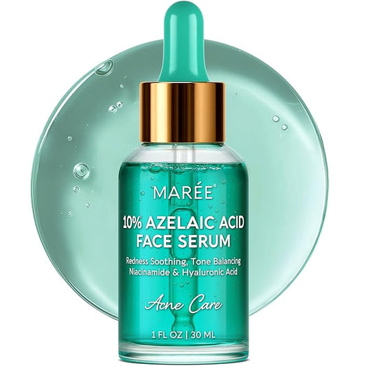 MAREE 10% Azelaic Acid Face Serum - Redness Soothing Hydrating Serum with Niacinamide, Centella Asiatica & Hyaluronic Acid - Relief Serums for Face & Body - Azalecic Acid Skin Facial - Acido Azelaico