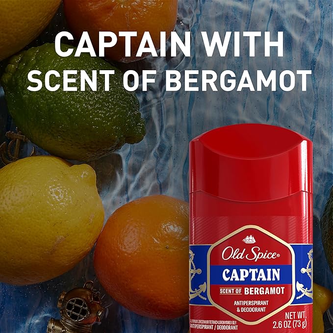 Old Spice Antiperspirant Deodorant for Men, 24/7 Sweat & Odor Protection, 24/7 Lasting Freshness, Invisible Solid, Captain with Bergamot Scent, 2.6 oz (Pack of 6)