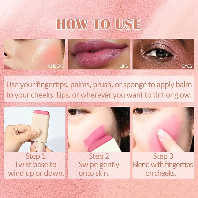 DAGEDA Cream Blush For Cheeks, 2-in-1 Face Blush Makeup (Pink)