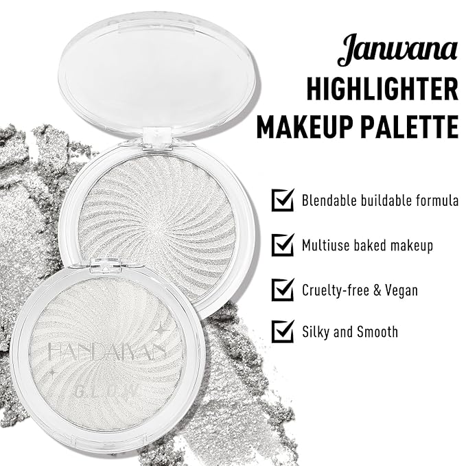 Highlighter Makeup Palette Shimmer Face Body Illuminator Glitter Highlighter Makeup Kit Long Lasting Highly Pigmented Highlighters Makeup Palette #1 Tulip White