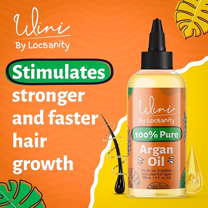 Locsanity Wini Pure Argan Hair and Body Oil, 100% Cold-Pressed, 4 Fl Oz