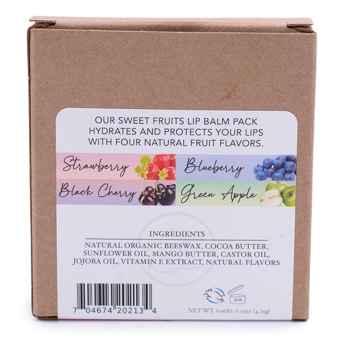Lip Balm Sweet Fruits 4-Pack, Strawberry oz.,