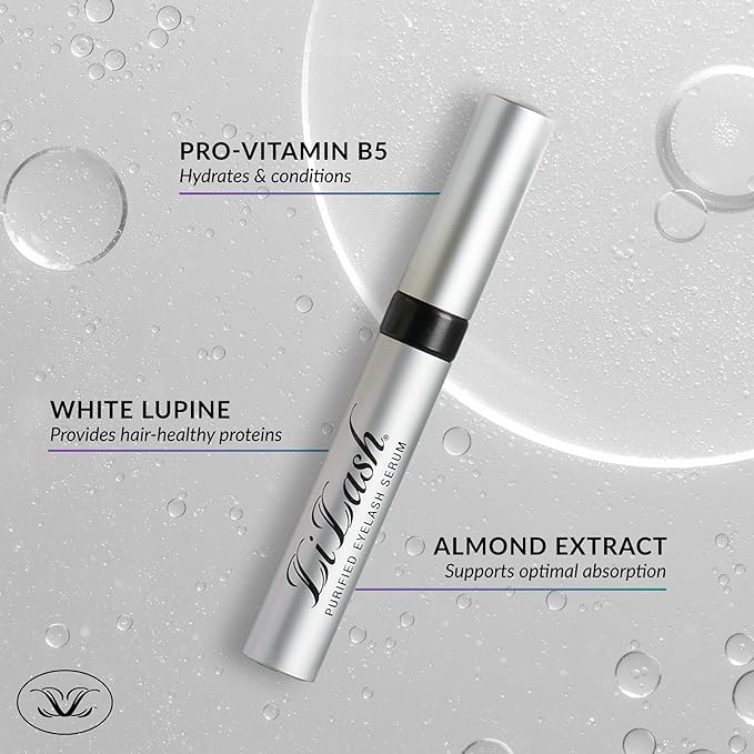 LiLash Purified Eyelash Serum to Grow Longer & Fuller-Looking Lashes - Eyelash Growth Enhancer, Safe for Use with Contacts, Lash Extensions, Sensitive Eyes - Vegan & Cruelty-free (2mL, 90-Day Supply)