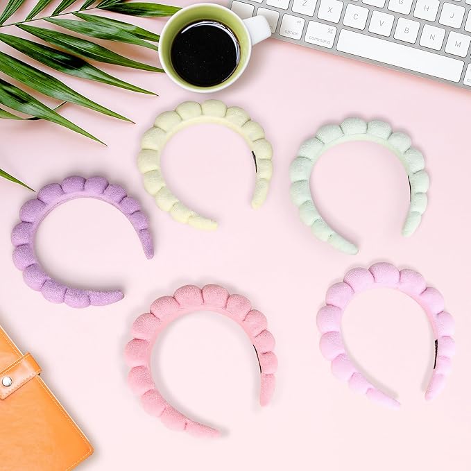 10 Pcs Spa Headband Bulk for Women Makeup Sponge Headband Puffy Hair Band for Washing Face Women Girls (Terry Cloth)