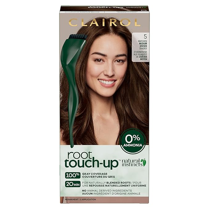 Clairol Root Touch-Up by Natural Instincts Permanent Hair Dye, 5 Medium Brown Hair Color, Pack of 1