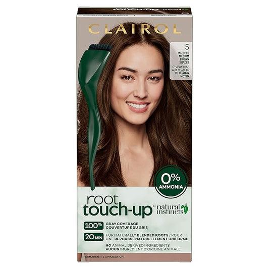 Clairol Root Touch-Up by Natural Instincts Permanent Hair Dye, 5 Medium Brown Hair Color, Pack of 1