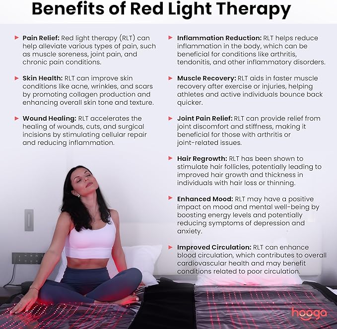 hooga Red Light Therapy Blanket, Full Body Near-Infrared Triple Chip LED Pod with Timer & Pulse Functionality, 2680 LEDs for Pain Relief, Energy Boost, Sleep Improvement, Muscle Recovery & Wellness