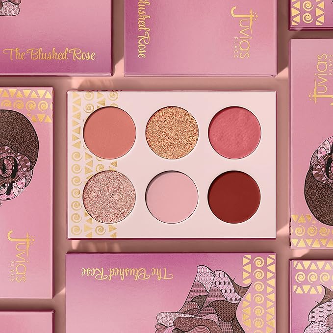 Juvia's Place Palette Blushed Rose - Rosy, Pinks, Rose-Gold, Shades of 6, Professional Eye Makeup, Pigmented Makeup Palette