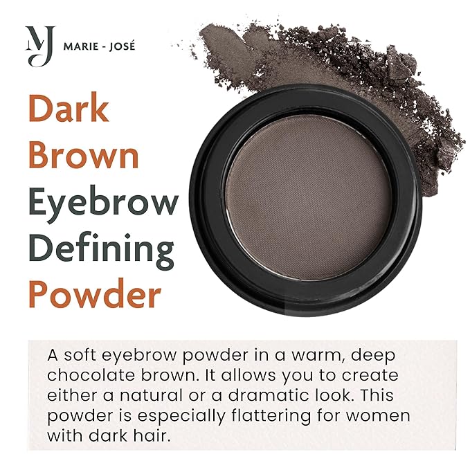 Dark Brown Eyebrow Powder – Long-Lasting, Waterproof, Smudge-Proof Brow Powder for Natural, Defined Brows – Vegan & Cruelty-Free Eyebrow Makeup by Marie-José - Made in USA