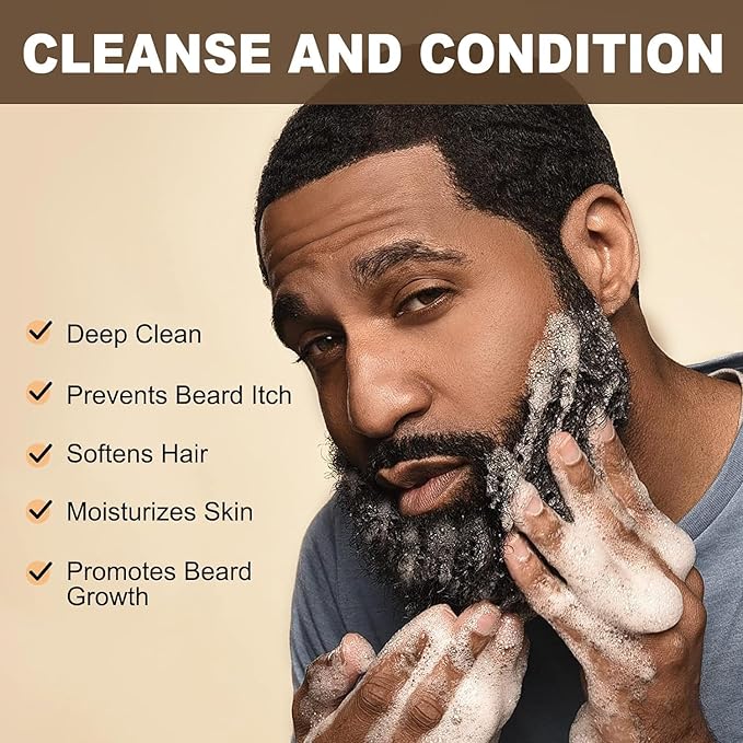 JVR Beard Wash and Beard Conditioner for Men, Beard Shampoo Cleanse and Reduces Frizz, Soften & Strengthens, Organic with Coconut, Aloe, Provides Shine for Dry & Coarse Beards, Beard Care (6.7oz)