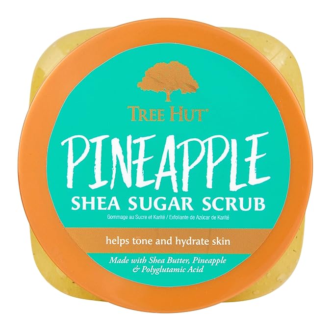 Tree Hut Shea Sugar Scrub - Pineapple - 18 oz - Exfoliating Body Scrub for Smooth, Glowing Skin - Made with Real Sugar and Shea Butter