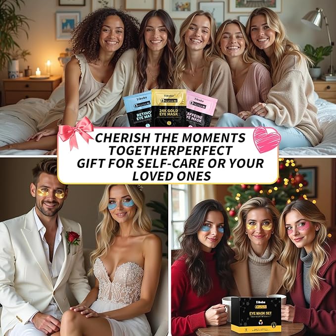 Under Eye Patches(24 Pairs), 24K Gold, Caffeine, Retinol Eye Masks for Puffy Eyes, Wrinkles, Dark Circles, Undereye Bags Treatment - Restoring & Awakening & Moisturizer Skin care Gift for Women