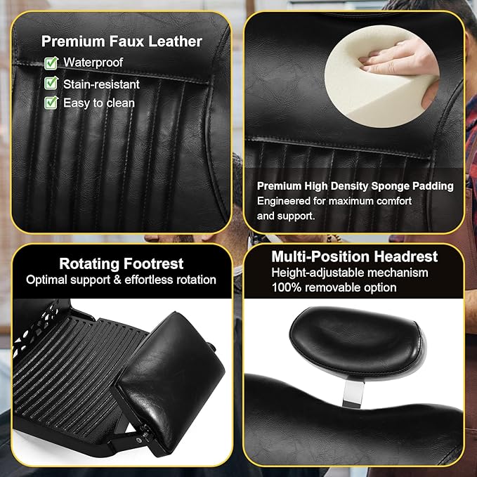 Vintage Barber Chair Heavy Duty Hydraulic Barber Chair Reclining Salon Chair for Hair Stylist Tattoo Chairs Stylist Chair Salon Equipment