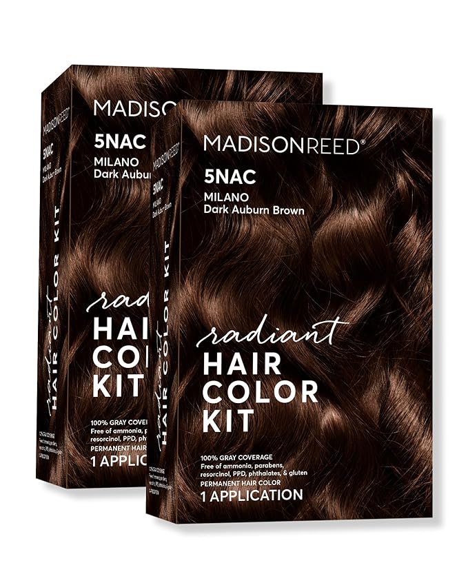 Madison Reed Radiant Hair Color Kit | 5NAC Dark Chocolate Brown (Milano Brown) for 100% Gray Hair Coverage | Salon Quality Permanent Hair Dye | PPD-Free & Ammonia-Free | (Packaging May Vary) 2 Pack