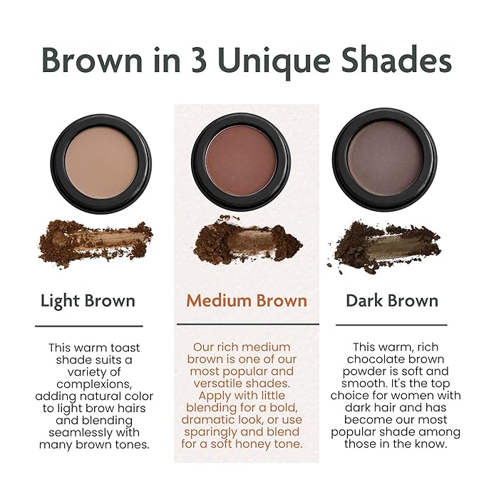 Marie-José Brow Powder – Medium Brown | Brown Eyebrow Powder, Vegan & Cruelty-Free | Highly Pigmented, Long-Lasting Compact | 9 Shades Available | Made in USA