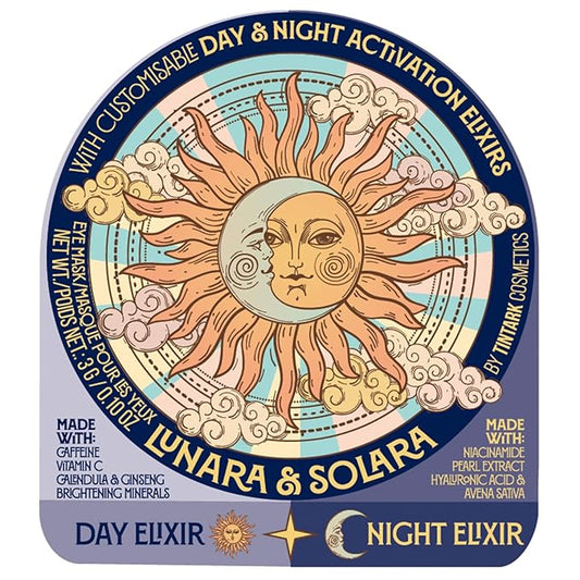 Lunara Hydrogel Eye Mask, 28 Pairs Under Eye Patches for Puffy Eyes Dark Circles Wrinkles with Caffeine, Vitamin C, Niacinamide, Pearl+ Day & Night Activation Elixirs Eye Serum (2×3ml)