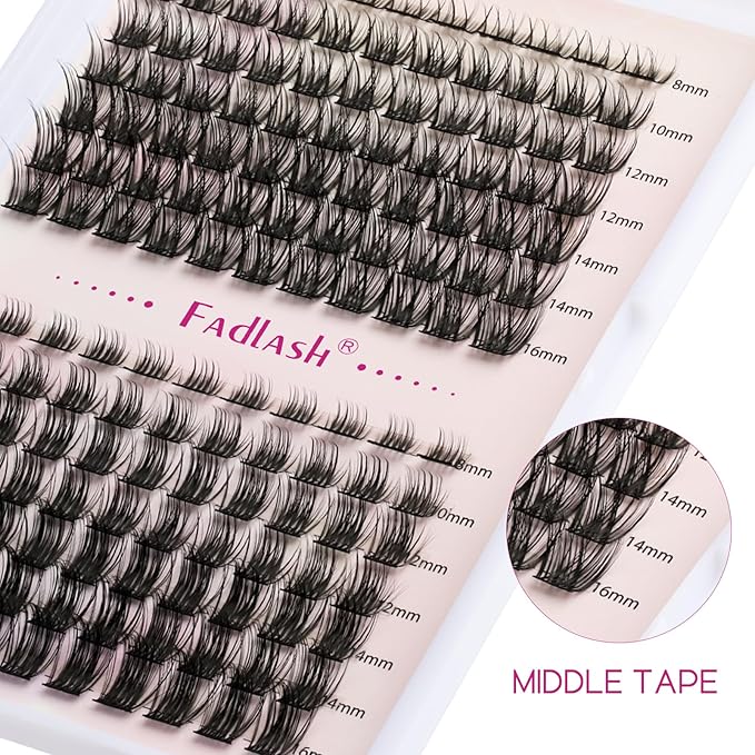 Lash Clusters DIY Eyelash Extensions 154 Clusters Lashes D Curl 0.07 Natural Individual Lash Extensions Mixed Tray False Eyelashes Soft & Strong Thin Band DIY at Home (F20+F21-0.07D, 8-16mm)