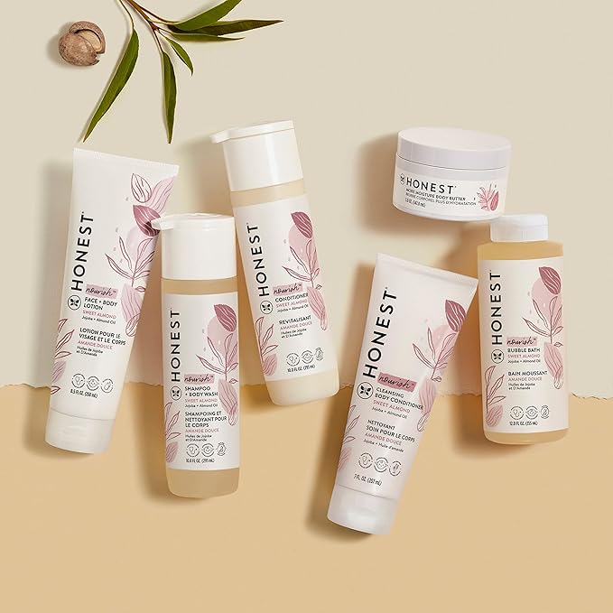 The Honest Company 2-in-1 Cleansing Shampoo + Body Wash | Gentle for Baby | Naturally Derived, Tear-free, Hypoallergenic | Sweet Almond Nourish, 10 fl oz