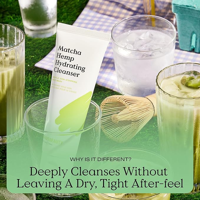 KraveBeauty Matcha Hemp Hydrating Cleanser – Korean-Inspired Gentle Daily Face Wash, Hydrating & Non-Stripping, Hemp & Matcha, Vegan & Cruelty-Free, 4.05 fl oz