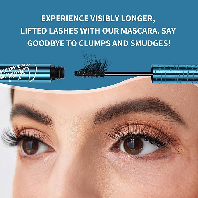 2 Pack Volumizing Mascara for Older Women 60 Plus - Lengthening & Thickening Formula, Smudge-Proof, Clump-Free, Waterproof Mascara for Thin Lashes, Ultra-Defining Lash Lift for Mature Eyes (Black, 2)