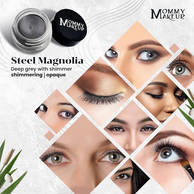 Mommy Makeup Waterproof Stay Put Gel Eyeliner Pot with Micropigments - Smudge-Proof, Long Lasting, Highly Pigmented Cream Eye Liner, 0.14 oz (Steel Magnolia)