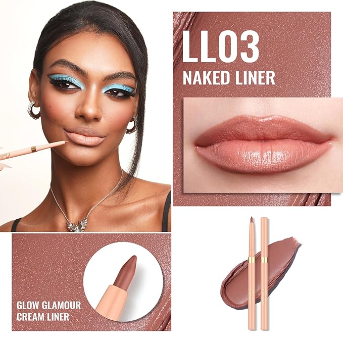 Oulac Waterproof Lipliner Pencil - Smooth and Creamy, Retractable Lip Makeup for Precision Application, Vegan & Cruelty-Free, LL03 Naked Liner