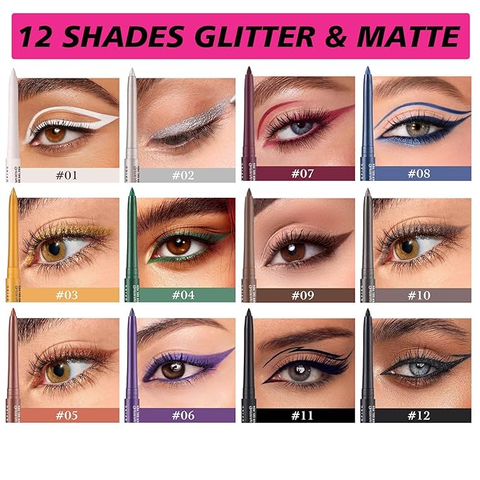 Purple Waterproof Eyeliner Pencil Retractable Cream Purple Gel Eyeliner Smudge-proof Hypoallergenic (06#)