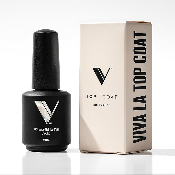 V Beauty Pure No Wipe Gel Top Coat - Long Lasting UV Top Coat Gel Nail Polish, Scratch and Stain Resistant, Durable, Non Yellowing, No Sticky Layer, Glossy - For Manicure & Pedicure - 15ml