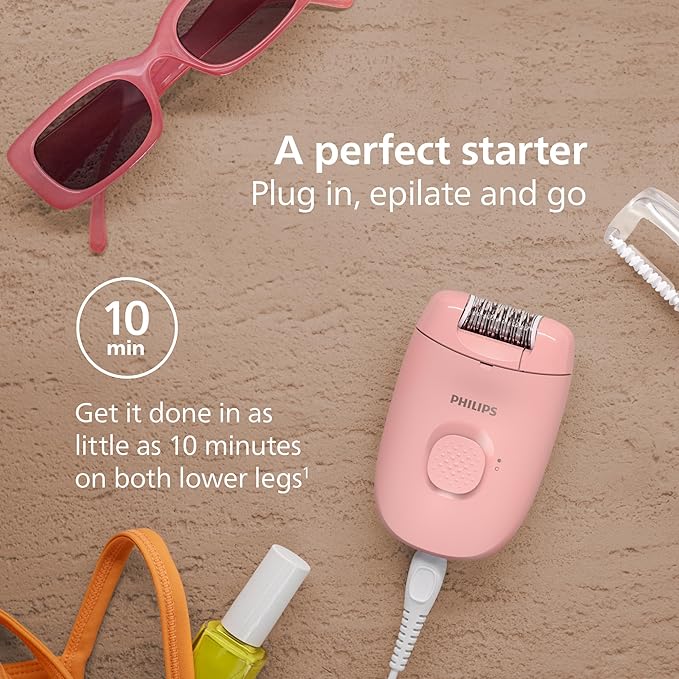 Philips Epilator Series 2000, Corded Epilator for Legs and Body, Hair Removal Device for Women, Model BRE227/00